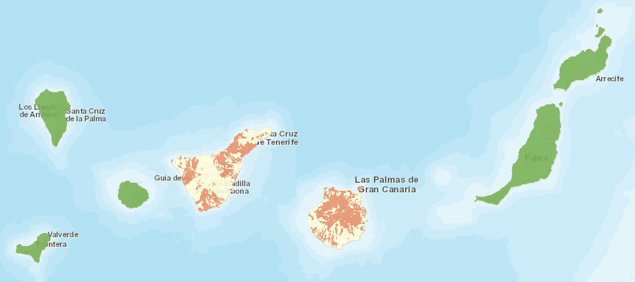 Mapa de Canarias gas radón